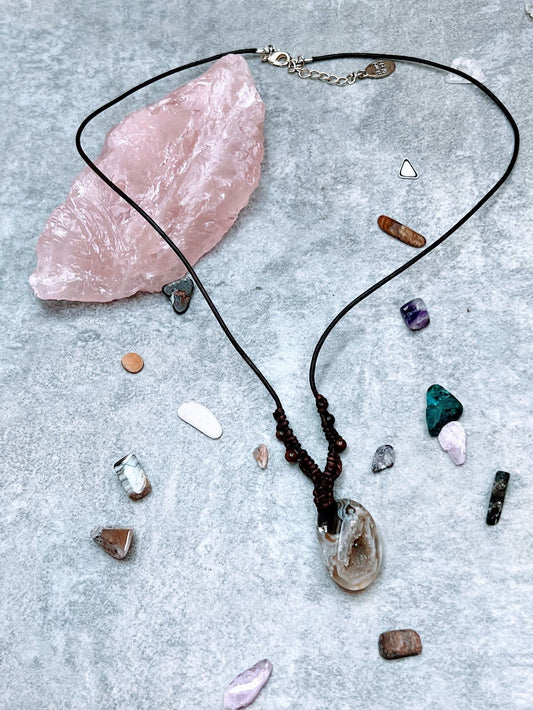 Druzy Agate Leather jewelry - DivineGemCat