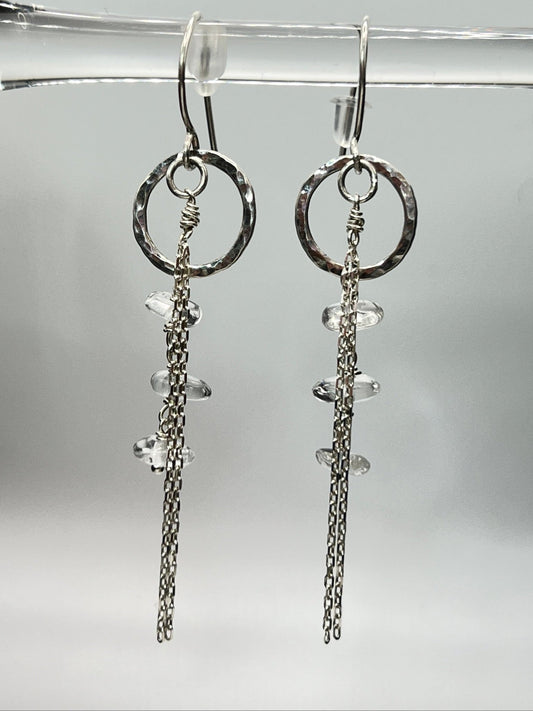 Clear Quartz Drop Earrings with Stirling Silver Findings. - DivineGemCat
