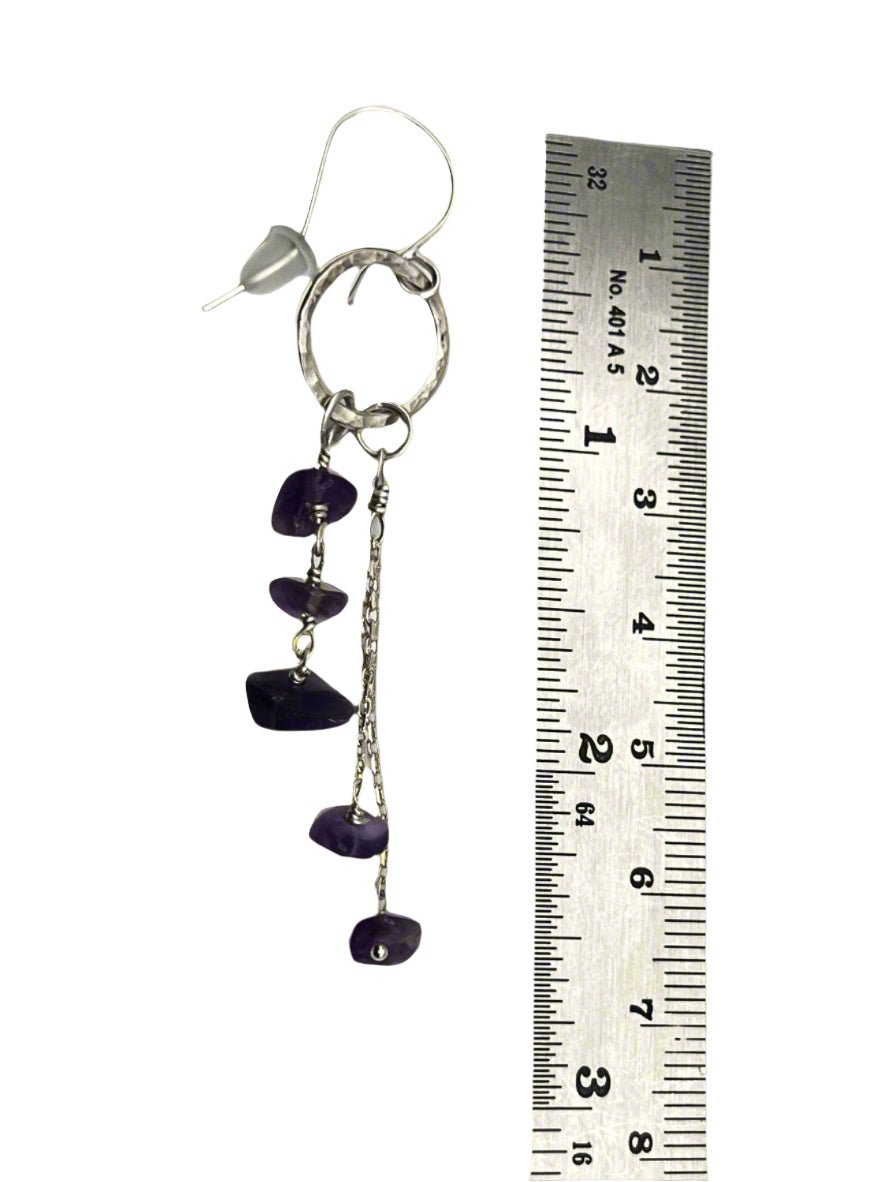 Amethyst Drop Earrings with Stirling Silver Findings - DivineGemCat