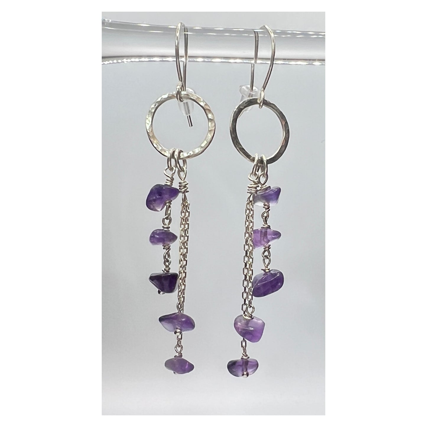 Amethyst Drop Earrings with Stirling Silver Findings - DivineGemCat