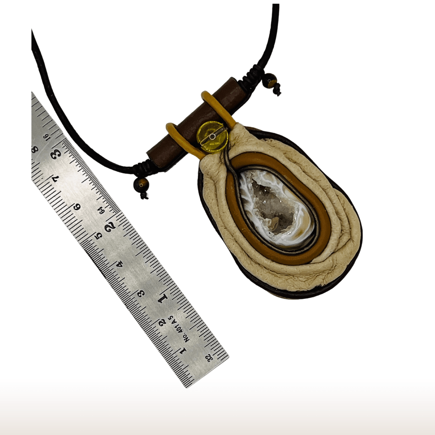 Druzy Agate Leather Necklace - DivineGemCat