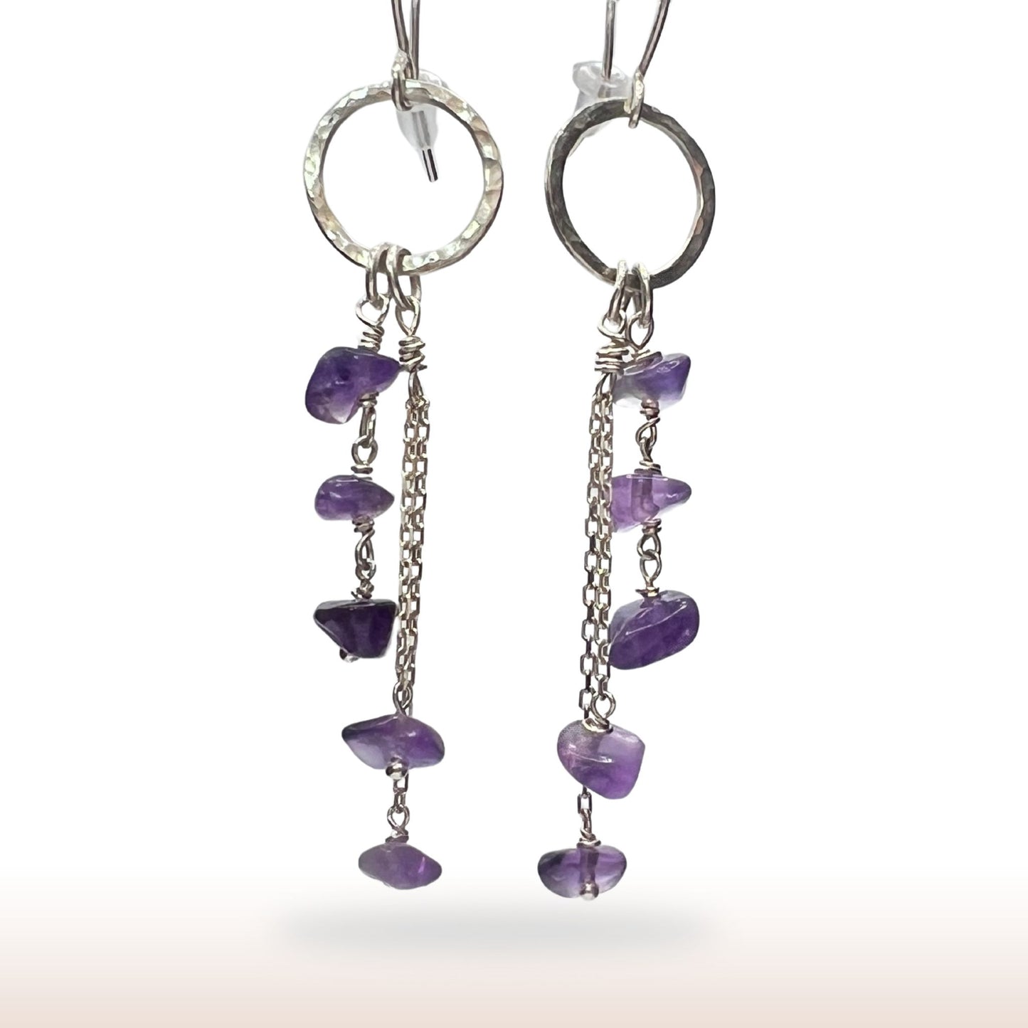 Amethyst Drop Earrings with Stirling Silver Findings - DivineGemCat