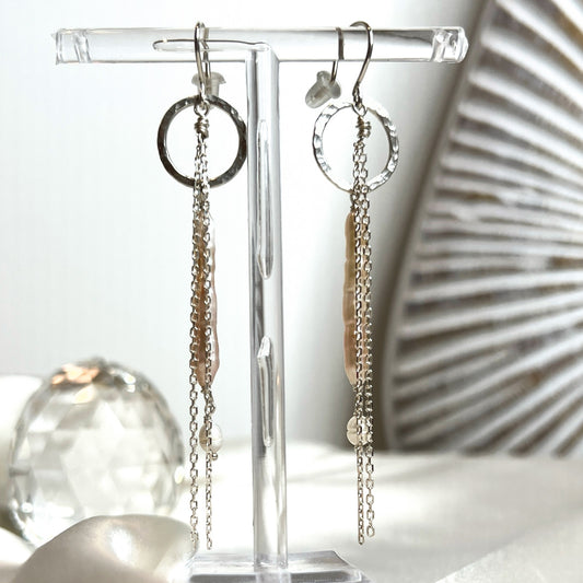 Drop Earrings with Pearls in Sterling Silver Findings - DivineGemCat