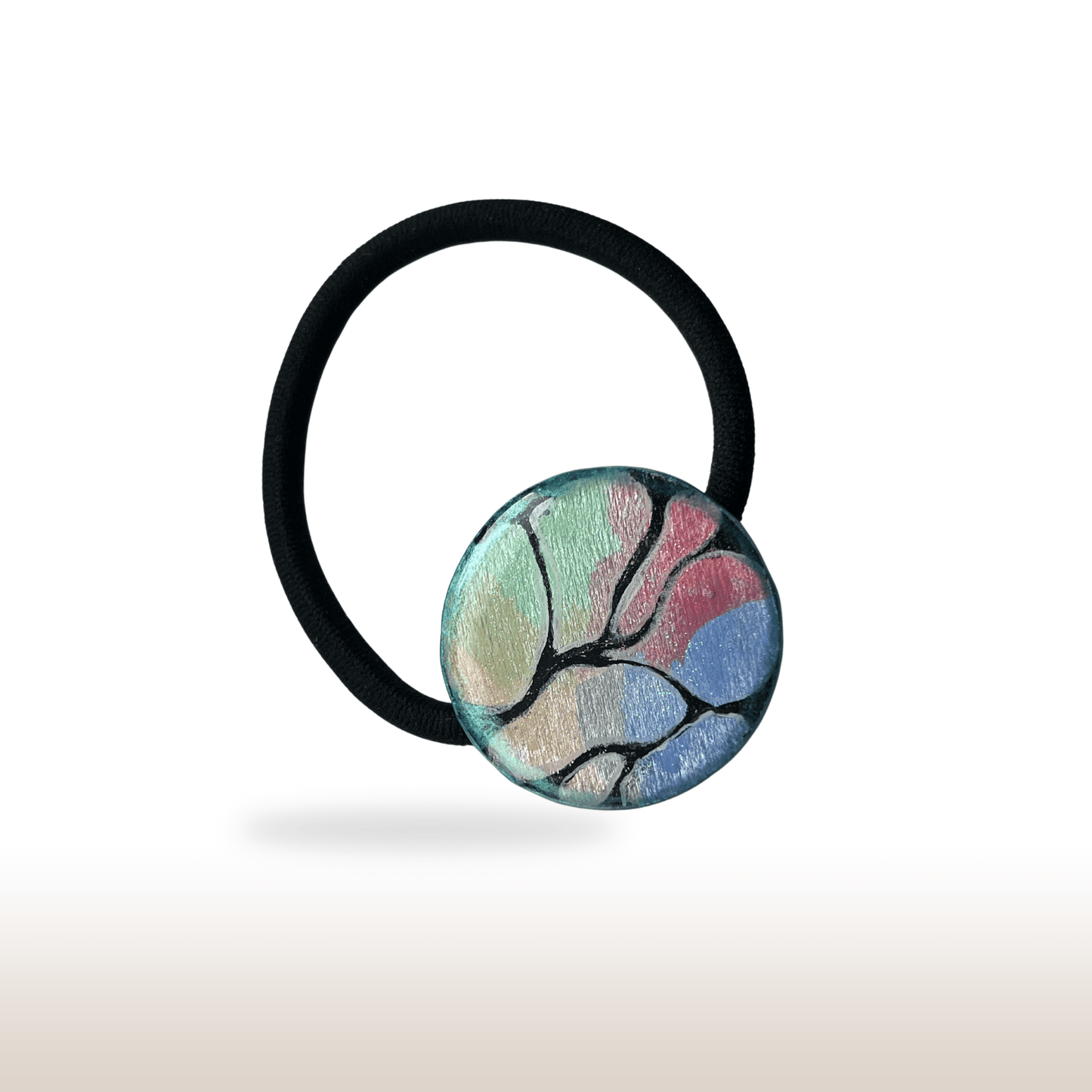 Hand - Painted Wooden Hair Elastic Band with UV Resin Finish - DivineGemCat