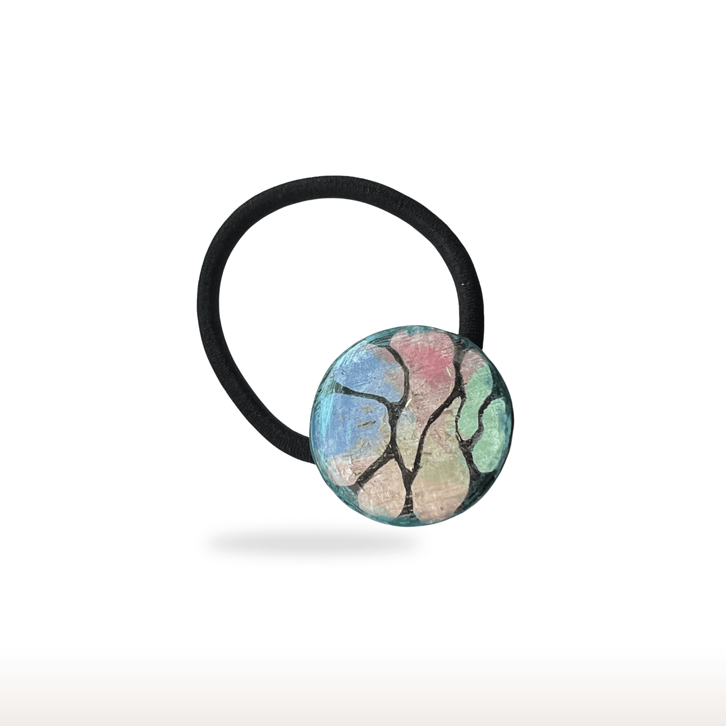 Hand - Painted Wooden Hair Elastic Band with UV Resin Finish - DivineGemCat