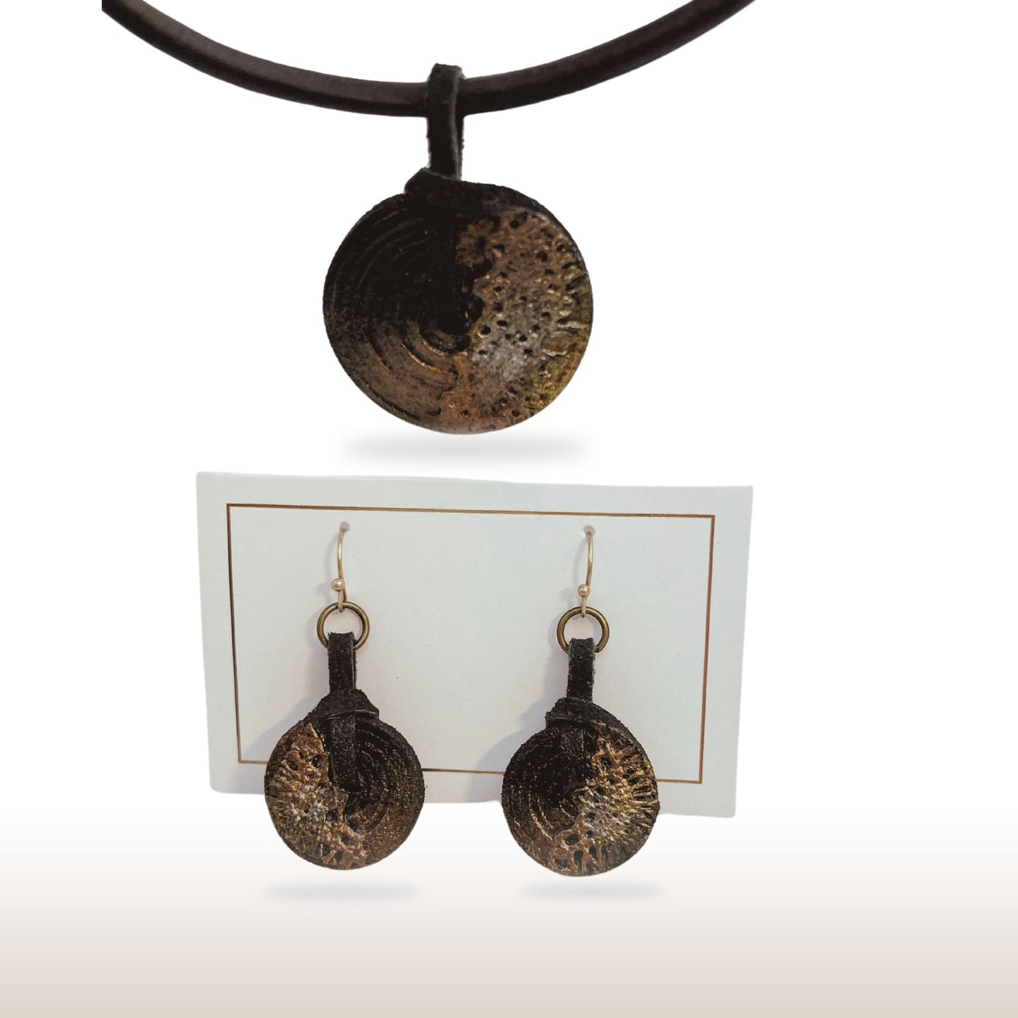 Leather Set. Drop Earrings. Lightweight. Leather Necklace/Choker - DivineGemCat