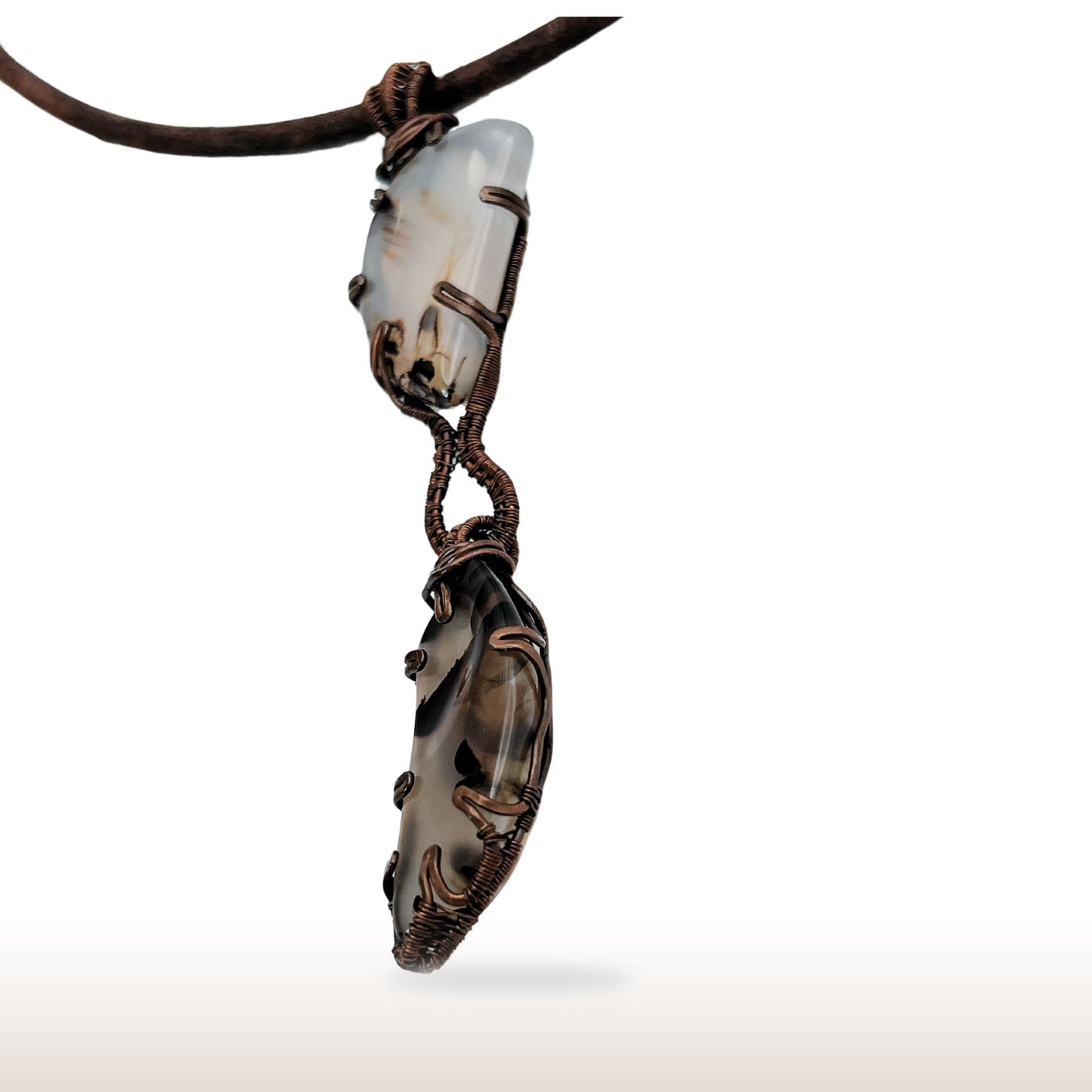 Copper Wire Wrapped Montana Agate Necklace - DivineGemCat