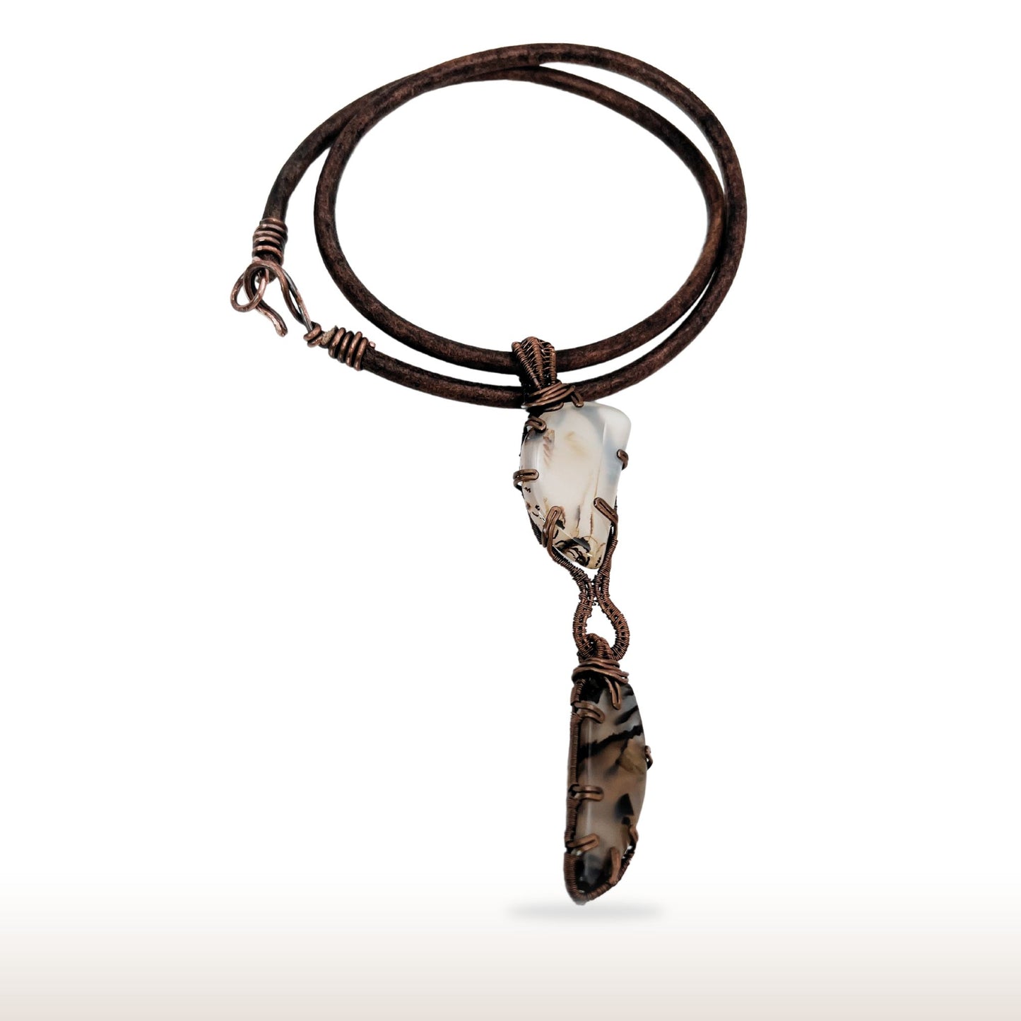 Copper Wire Wrapped Montana Agate Necklace - DivineGemCat