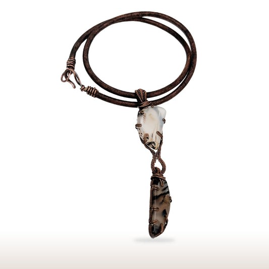 Copper Wire Wrapped Montana Agate Necklace - DivineGemCat