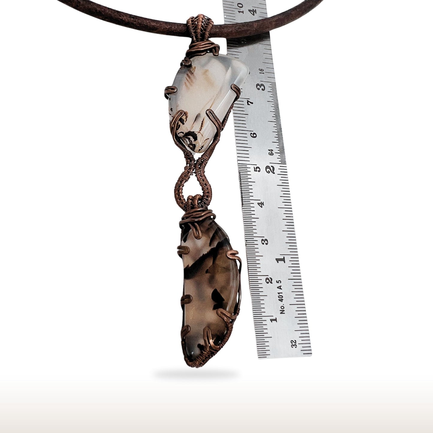 Copper Wire Wrapped Montana Agate Necklace - DivineGemCat