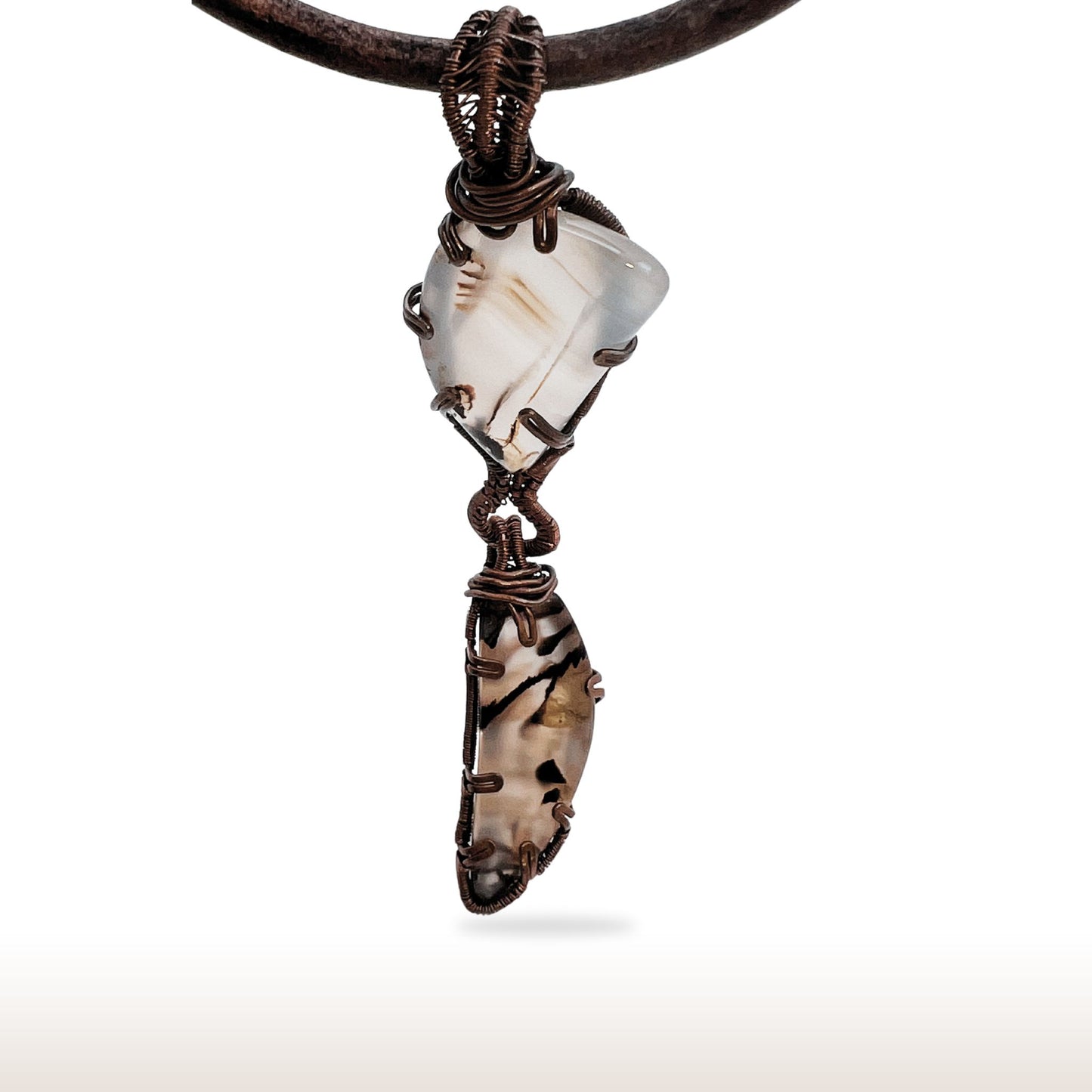 Copper Wire Wrapped Montana Agate Necklace - DivineGemCat