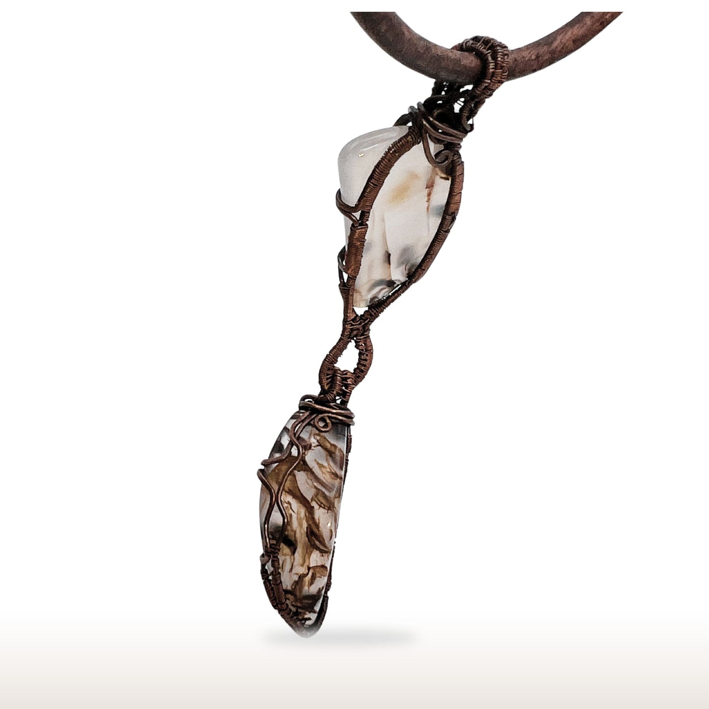 Copper Wire Wrapped Montana Agate Necklace - DivineGemCat