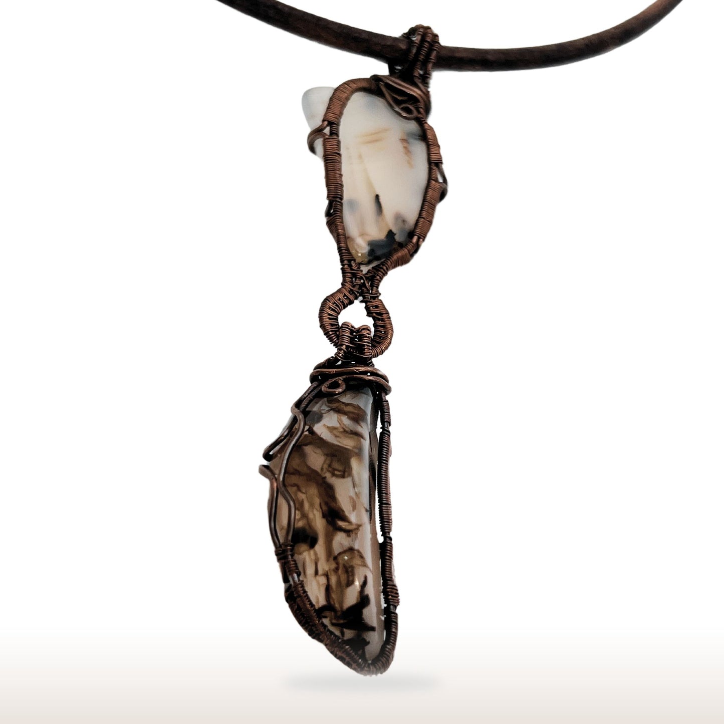 Copper Wire Wrapped Montana Agate Necklace - DivineGemCat