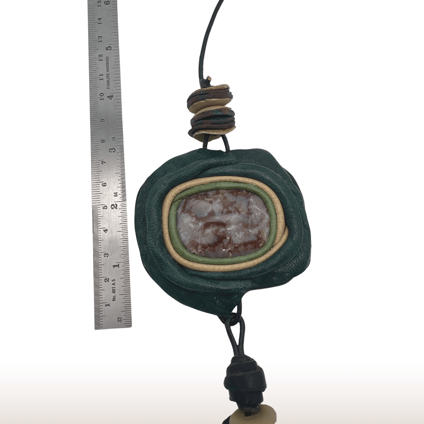 Leather Necklace with Natural Stone and Aventurine Beads - DivineGemCat