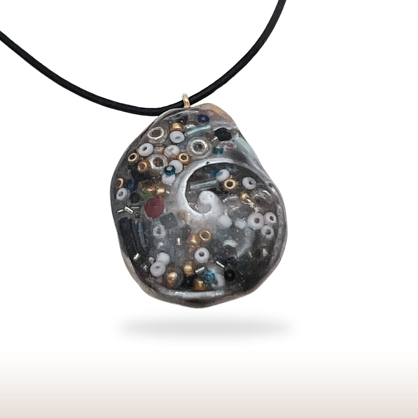 UV Resin Pendant Mixed Beads in Sea Shell Base - DivineGemCat