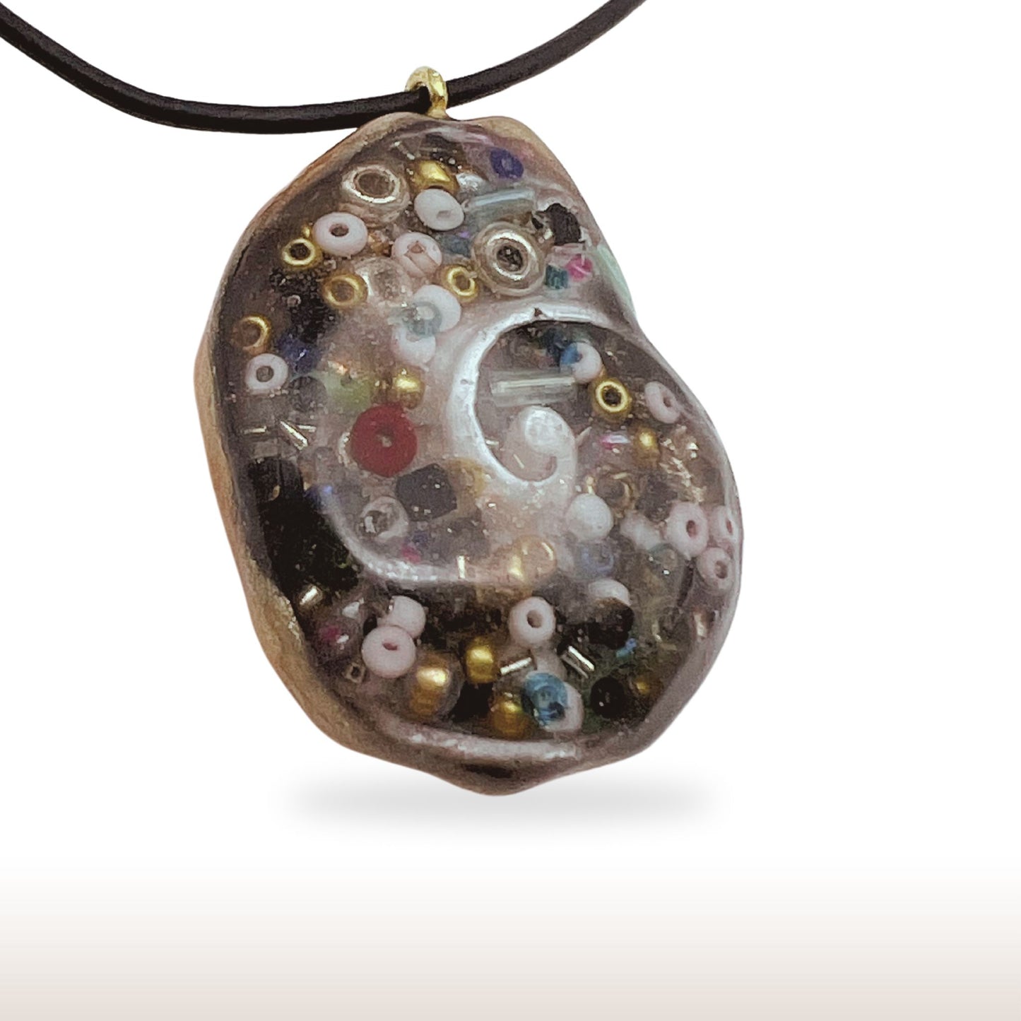 UV Resin Pendant Mixed Beads in Sea Shell Base - DivineGemCat