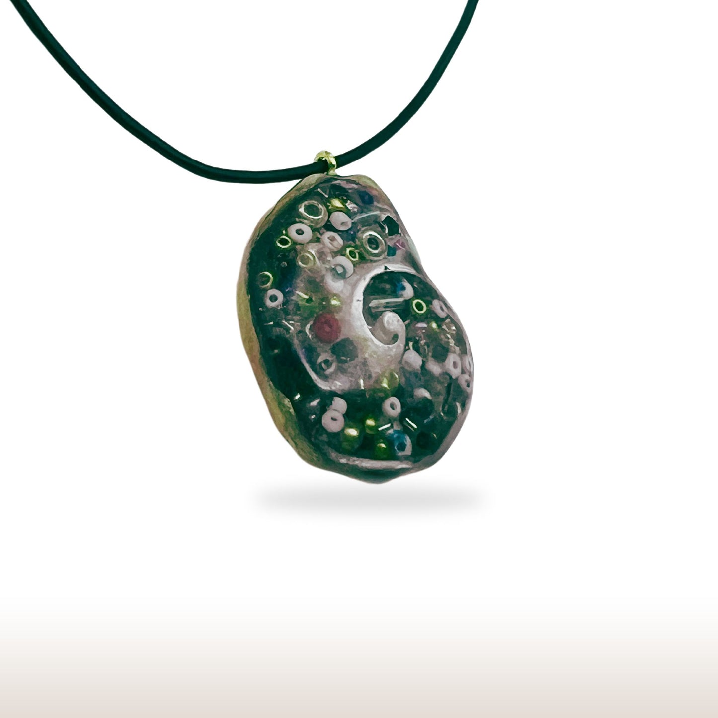 UV Resin Pendant Mixed Beads in Sea Shell Base - DivineGemCat