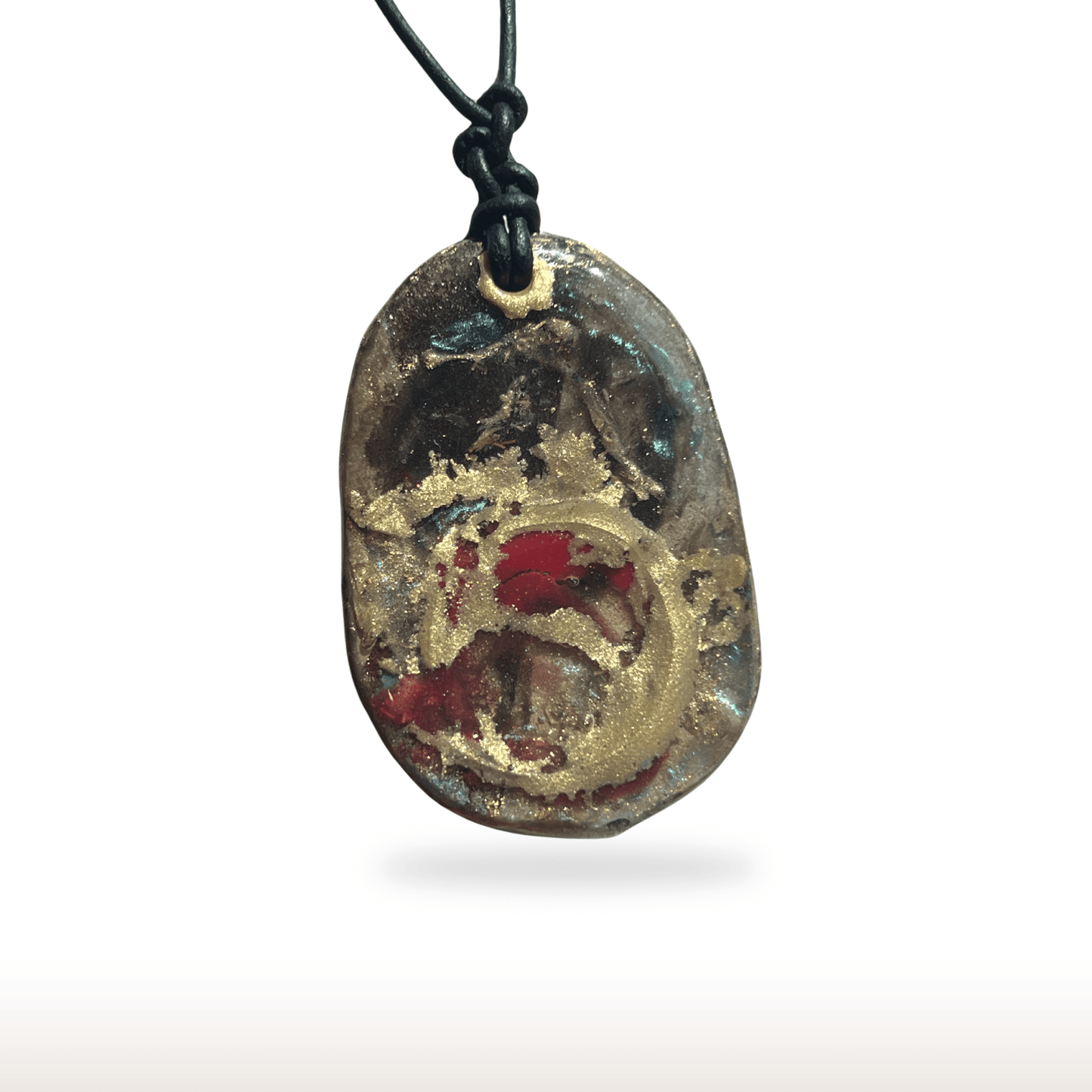 Abstract UV Resin Necklace Leather Cord - DivineGemCat