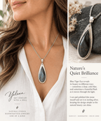 Blue Tiger Eye Pendant in Sterling Silver – Statement Pendant - DivineGemCat