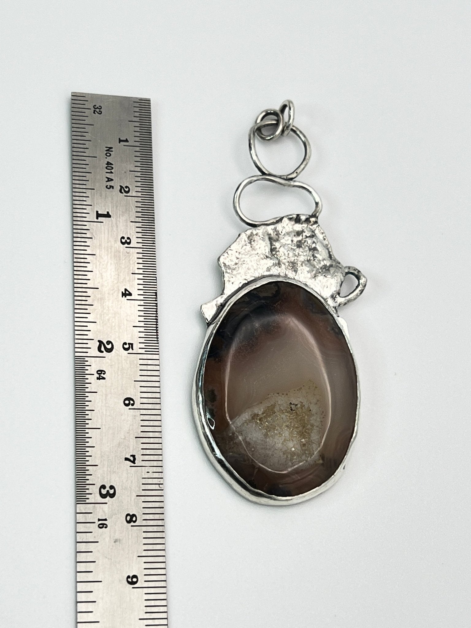 Natural Gemstone Druzy Agate Statement Pendant Artisan Crafted - DivineGemCat