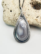 Artisan Crafted in Stirling Silver Natural Agate Gemstone Pendant - DivineGemCat
