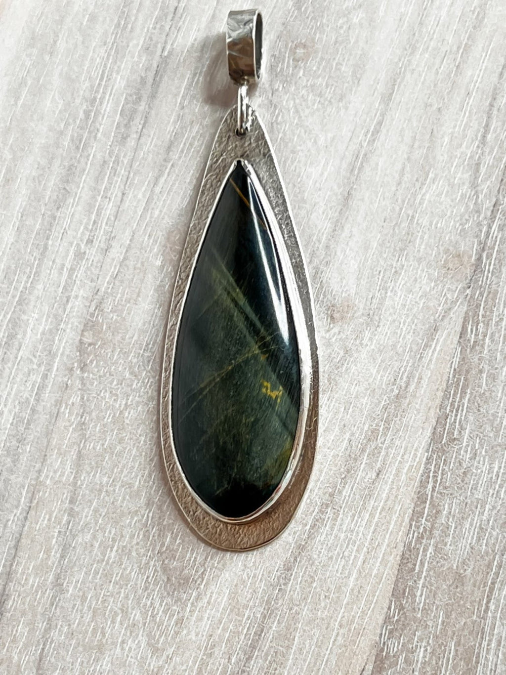 Blue Tiger Eye Pendant in Sterling Silver – Statement Pendant - DivineGemCat