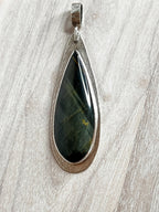 Blue Tiger Eye Pendant in Sterling Silver – Statement Pendant - DivineGemCat
