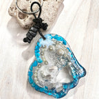 Heart Shape UV Resin Paw Cutout Keychain with Beads and Sparkle - DivineGemCat