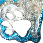 Heart Shape UV Resin Paw Cutout Keychain with Beads and Sparkle - DivineGemCat