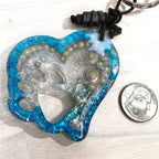 Heart Shape UV Resin Paw Cutout Keychain with Beads and Sparkle - DivineGemCat