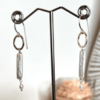 Handcrafted Long Pearl Drop Earrings with Sterling Silver Links - DivineGemCat