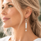 Handcrafted Long Pearl Drop Earrings with Sterling Silver Links - DivineGemCat