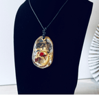 Handcrafted UV Resin Necklace with Cosmic 3D Effect on Leather Cord - DivineGemCat