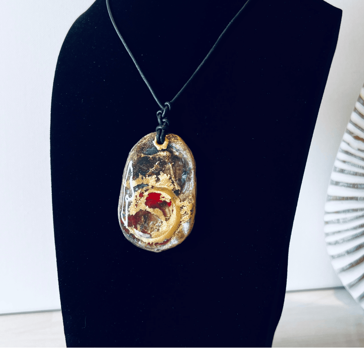 Handcrafted UV Resin Necklace with Cosmic 3D Effect on Leather Cord - DivineGemCat