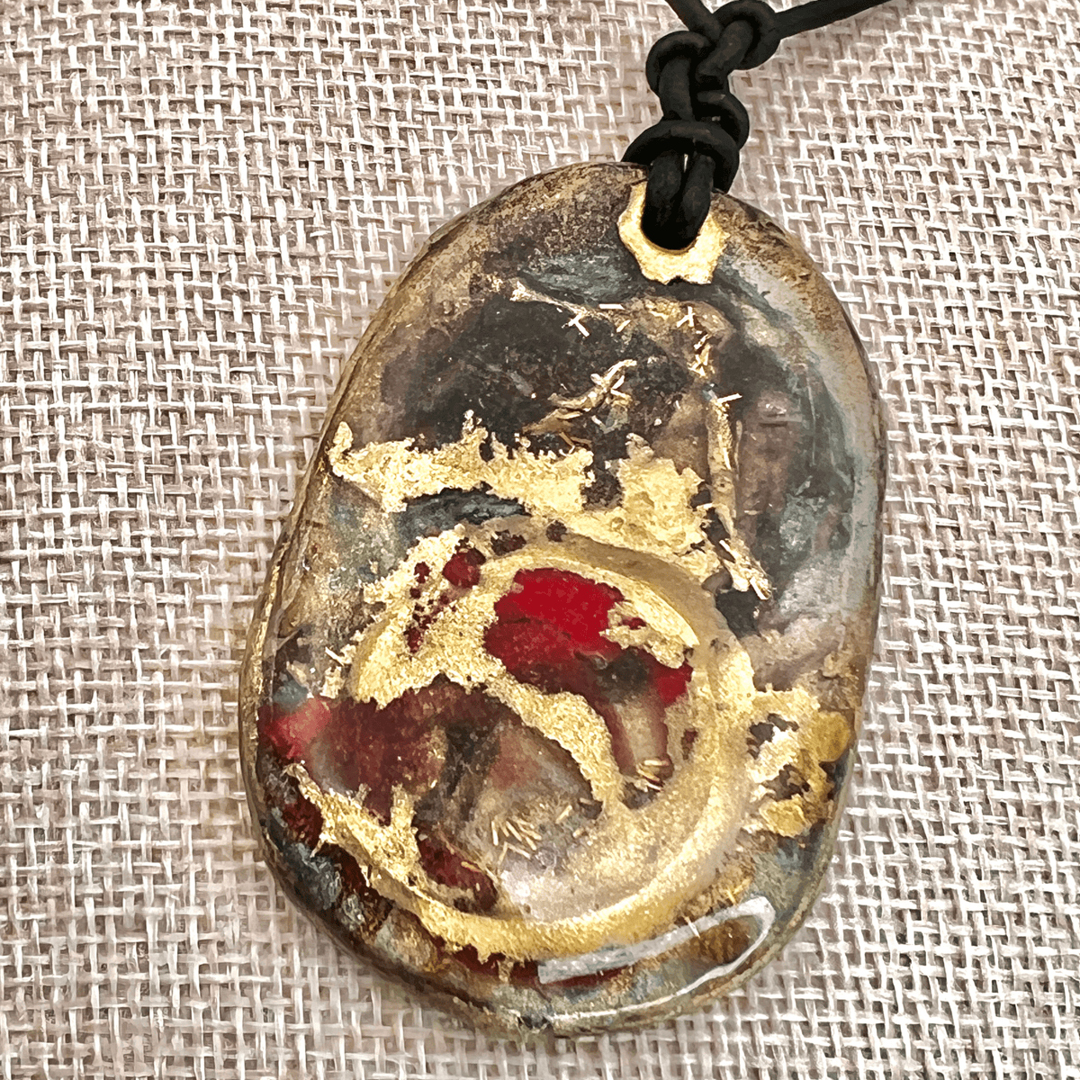 Handcrafted UV Resin Necklace with Cosmic 3D Effect on Leather Cord - DivineGemCat