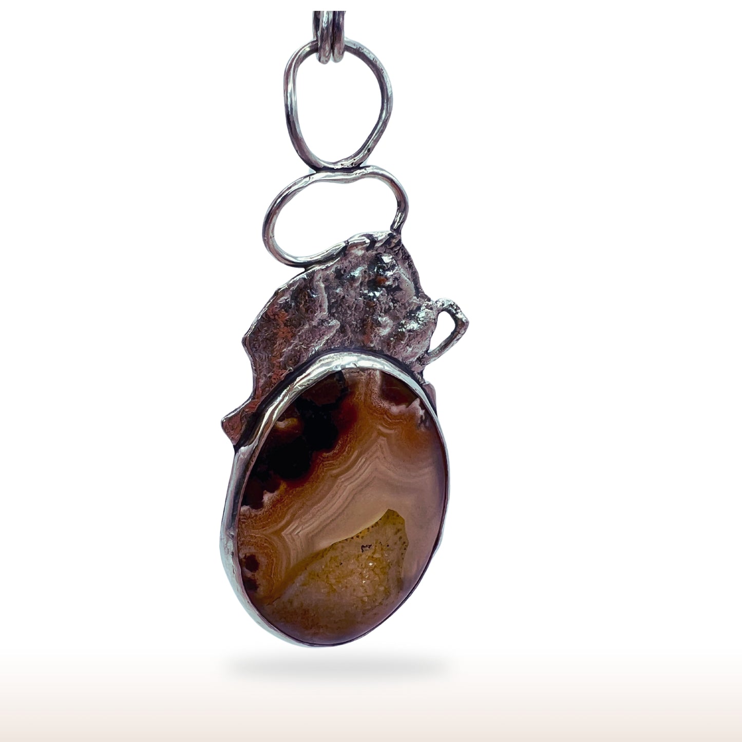 Natural Gemstone Druzy Agate Statement Pendant Artisan Crafted - DivineGemCat