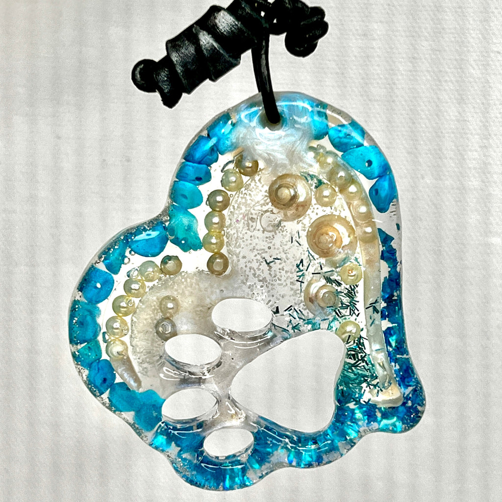 Heart Shape UV Resin Paw Cutout Keychain with Beads and Sparkle - DivineGemCat
