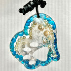 Heart Shape UV Resin Paw Cutout Keychain with Beads and Sparkle - DivineGemCat