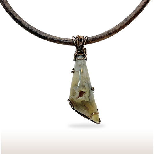 Wire-Wrapped Agate Necklace with Druzy Pocket