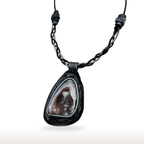 Braided Leather Necklace with Druzy Agate - DivineGemCat