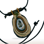 Druzy Agate Leather Necklace - DivineGemCat