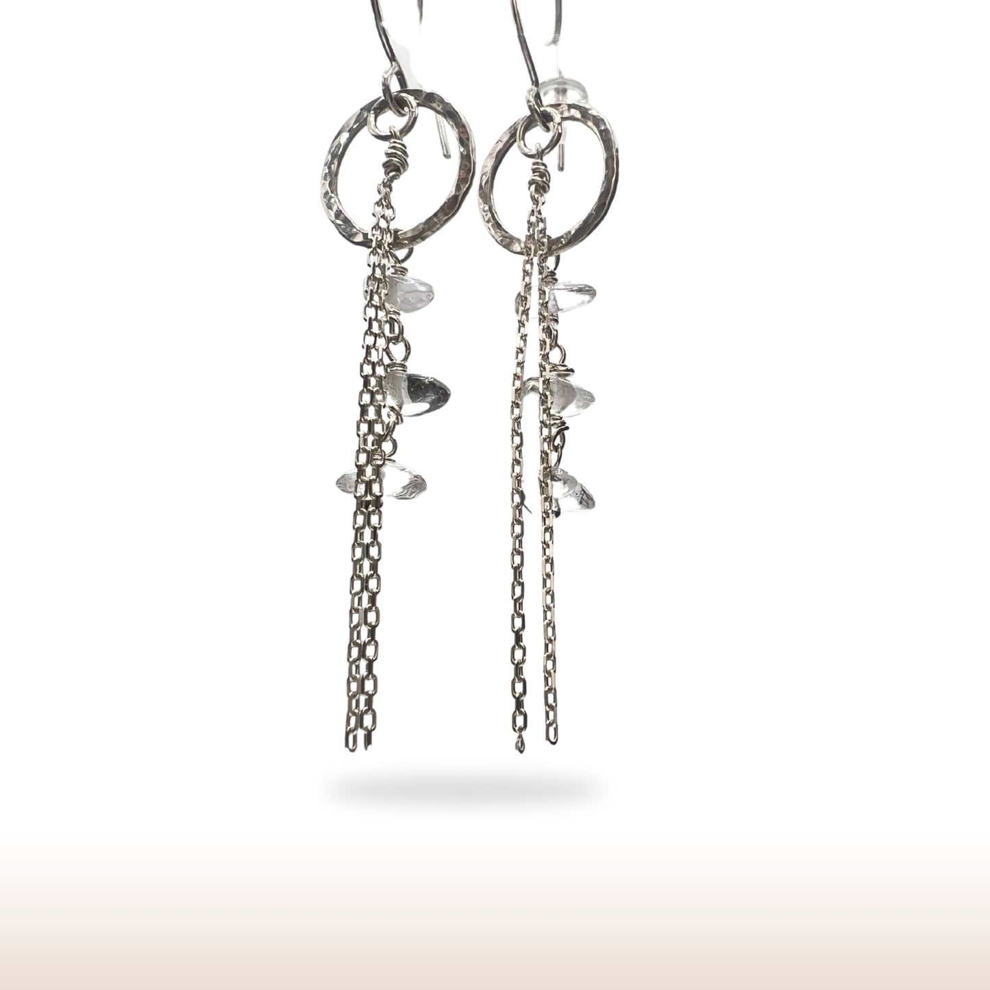 Clear Quartz Drop Earrings with Stirling Silver Findings. - DivineGemCat