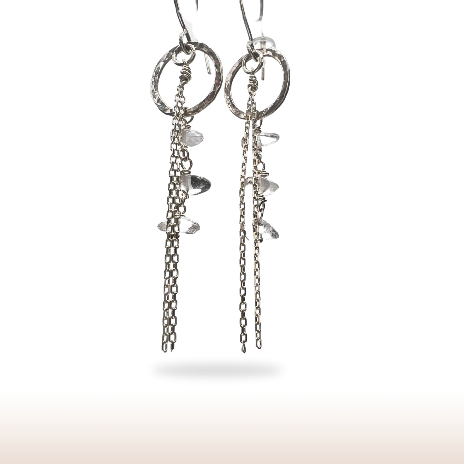 Clear Quartz Drop Earrings with Stirling Silver Findings. - DivineGemCat