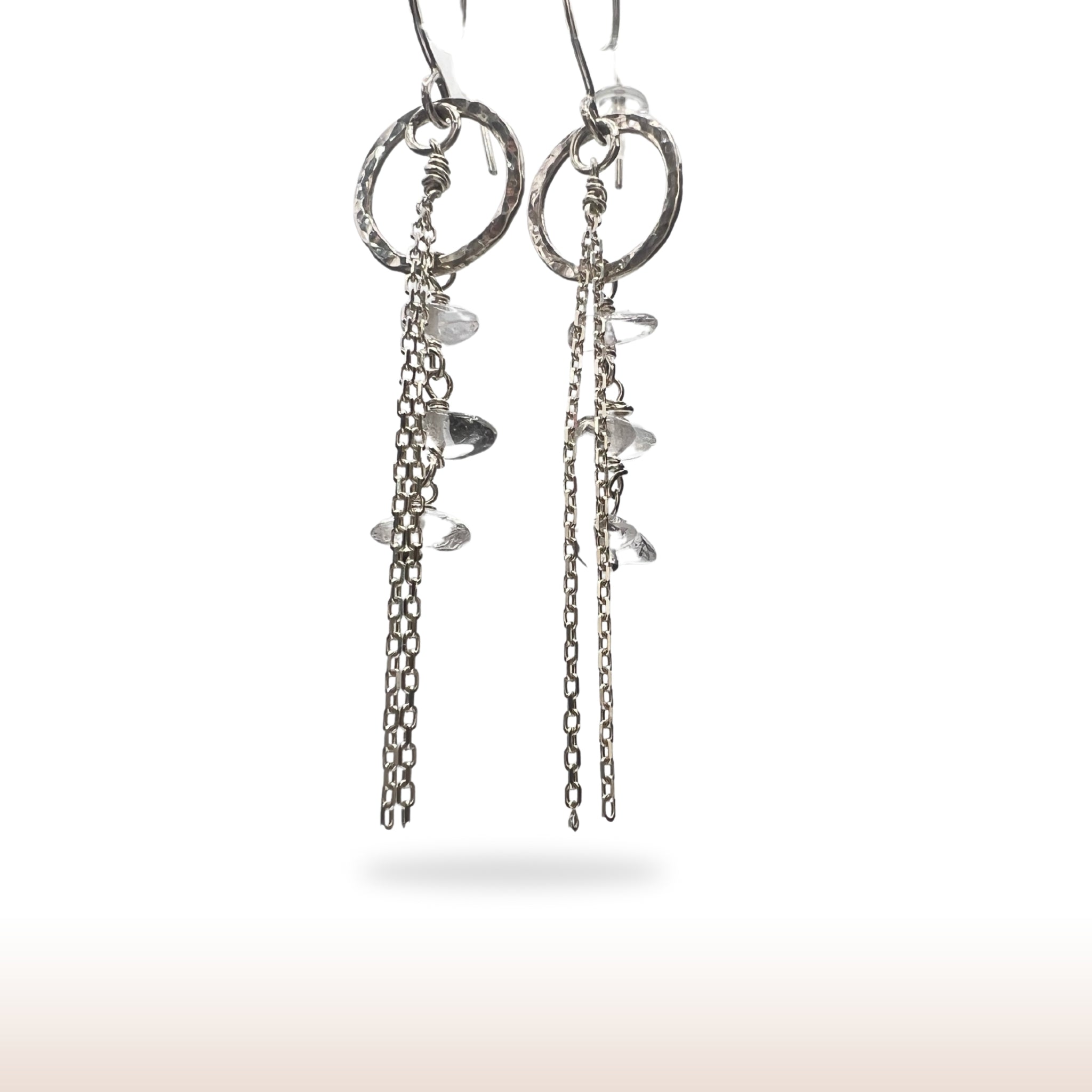 Clear Quartz Drop Earrings with Stirling Silver Findings. - DivineGemCat