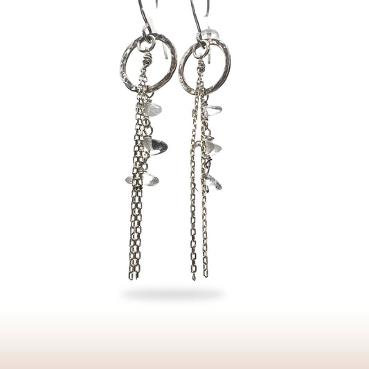 Clear Quartz Drop Earrings with Stirling Silver Findings.