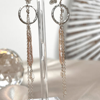 Drop Earrings with Pearls in Sterling Silver Findings - DivineGemCat