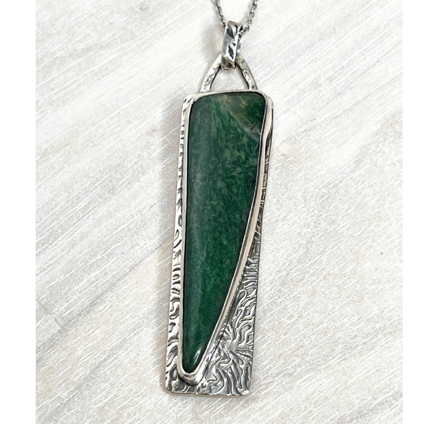 Forest Green Natural Semi - Precious Silver Pendant - DivineGemCat