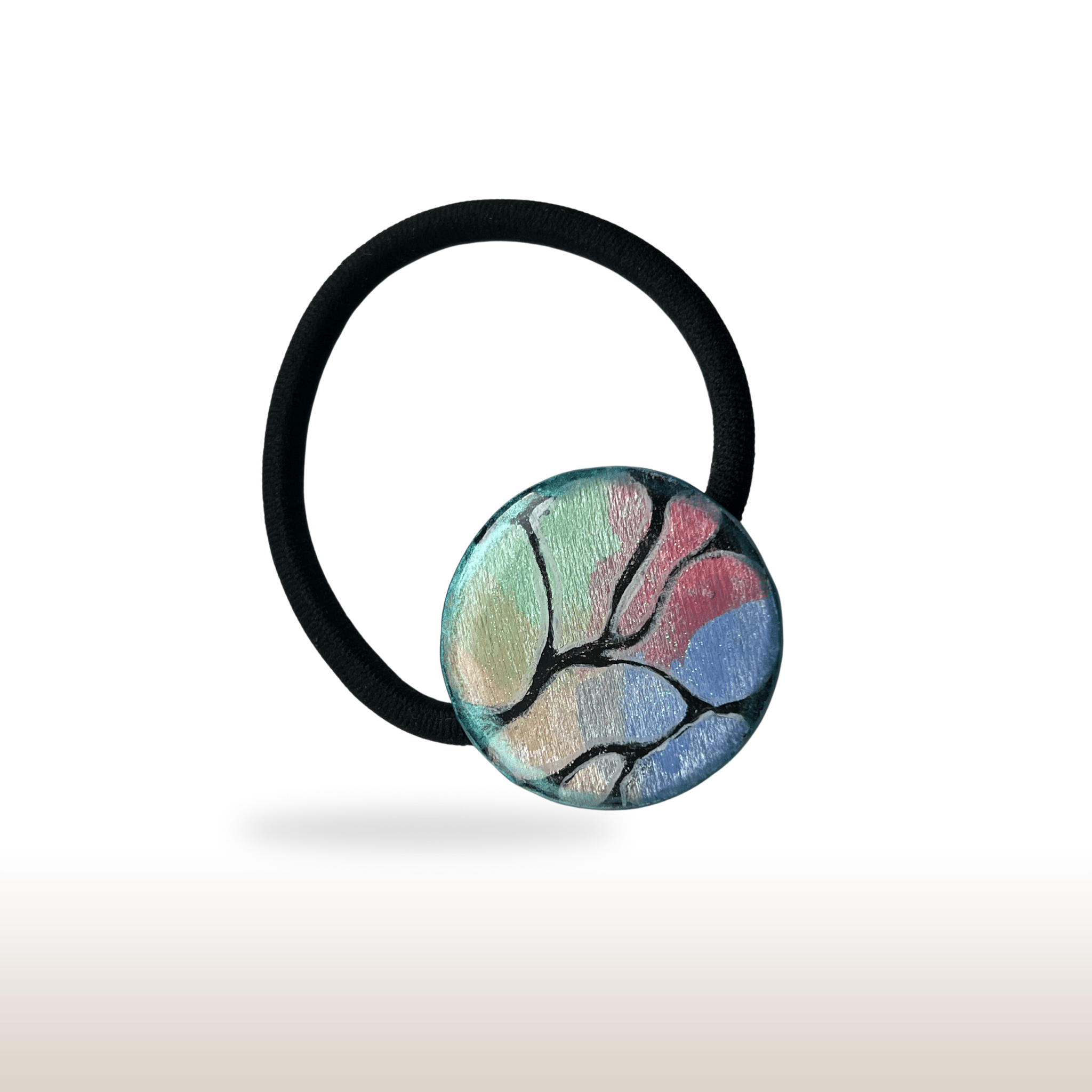 Hand - Painted Wooden Hair Elastic Band with UV Resin Finish - DivineGemCat