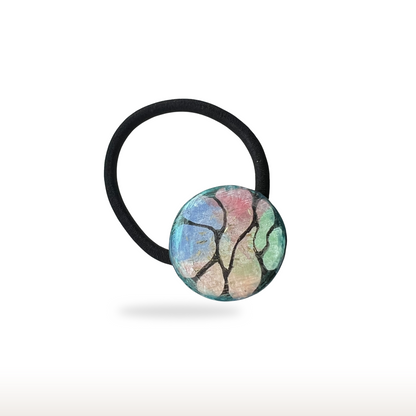Hand-Painted Wooden Hair Elastic Band with UV Resin Finish