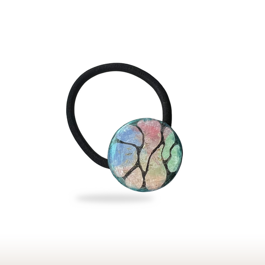 Hand-Painted Wooden Hair Elastic Band with UV Resin Finish